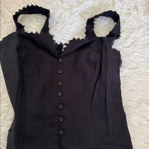 Reformation Viola Linen Top Black - Picture 6 of 7